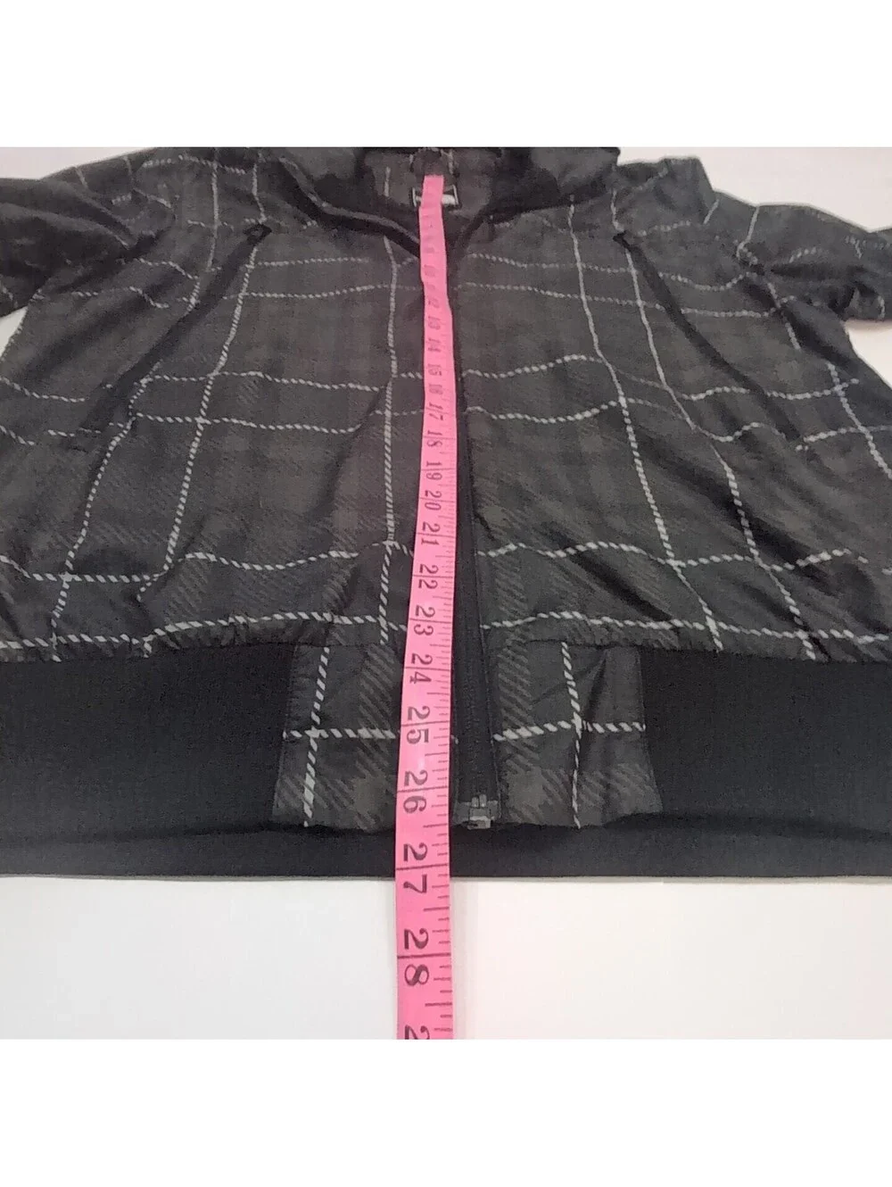 North Face Mens Hoodie Windbreaker Full Zip Black Plaid Lined Rain Jacket Diablo